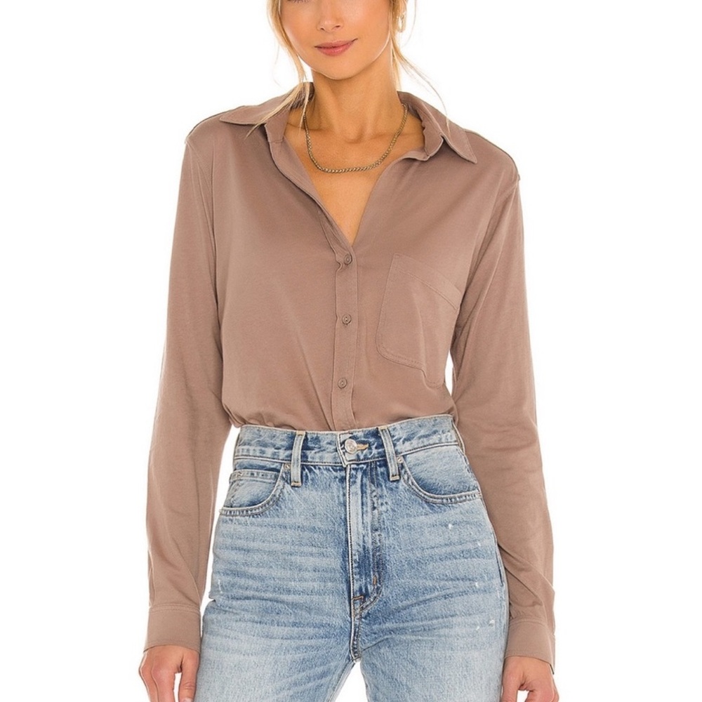 Revolve Bobi Light Weight Jersey Button Up Size M